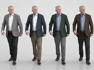 Men Wearing Different Colored Suit Jackets with Shirts Pants and Shoes 3d model