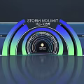 Storm No Limit Event Entrance with Curved Blue Green Gradient Structure And China Logo