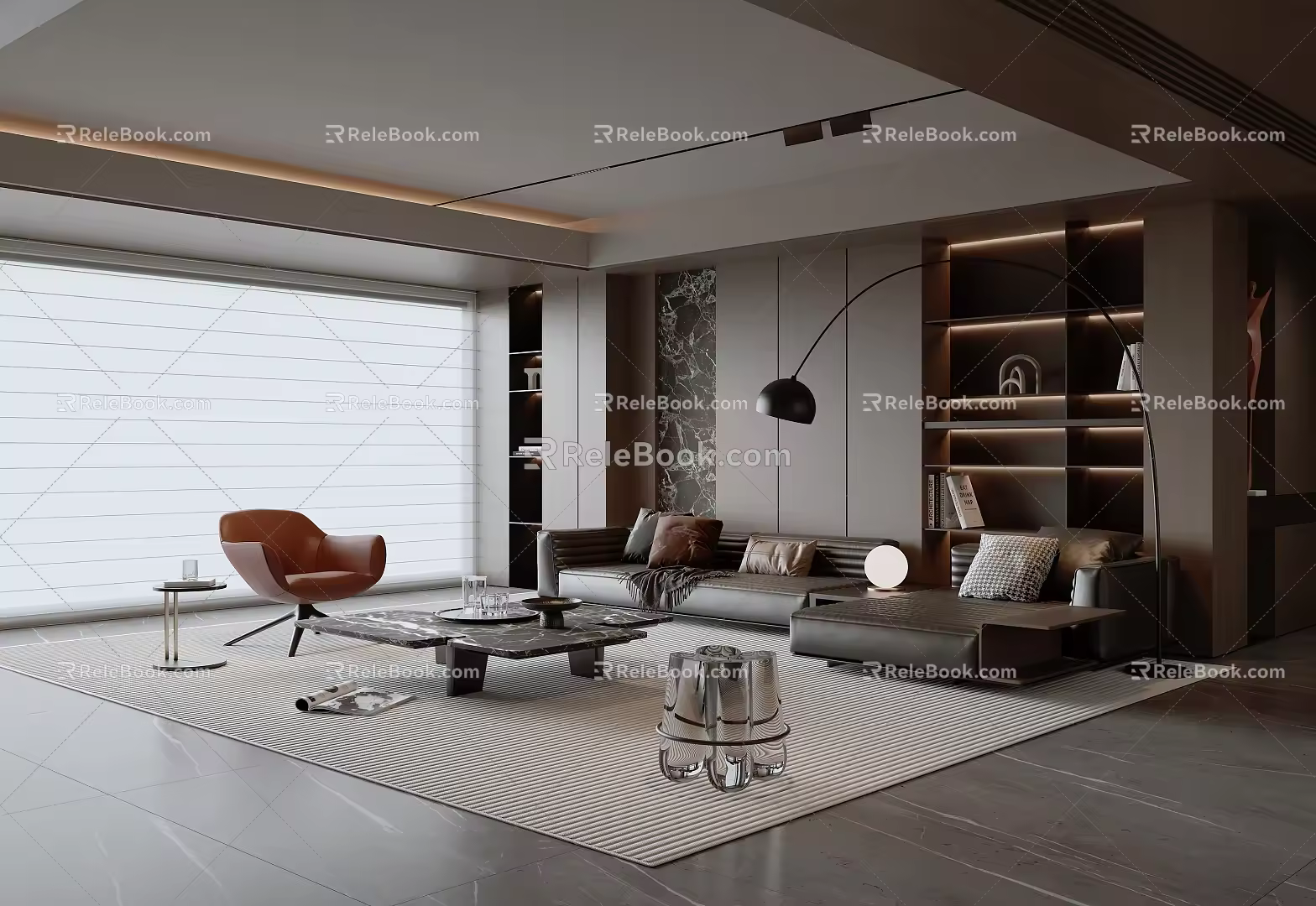 Modern Italian Sofa Coffee Table Combo 3d model