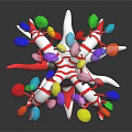Whimsical Decorative Candy Cane Tree With Colorful Balloons On Black Background