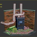 Modern chimney fireplace soot stove smoke stove 3d model