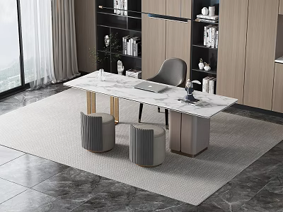 Modern desk and chair combination study 3d model