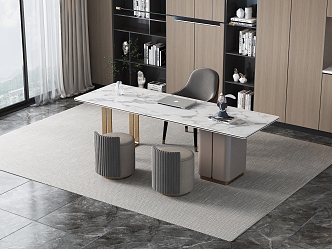 Modern desk and chair combination study 3d model