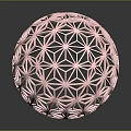 Decorative Pink Hollow Sphere Featuring Intricate Geometric Patterns And Reflective Surface