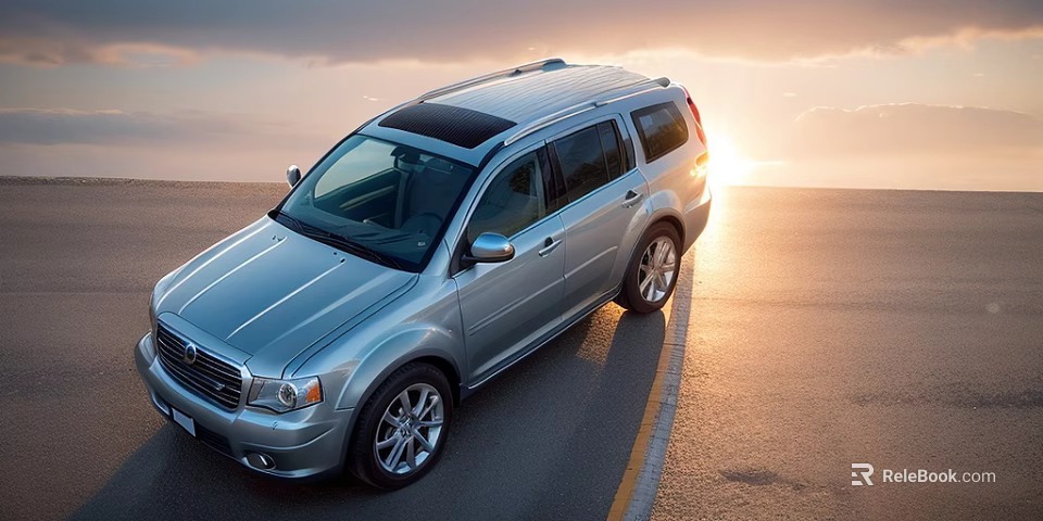 Silver SUV With Sunroof And Alloy Wheels Parked On Sunset Road With Sleek Exterior Design 3d model 
