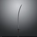 Scimitar Weapon With Curved Blade And Metal Hilt On Dark Background