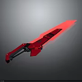 Red Weapon Sword With Long Blade And Modern Black Blue Design Details