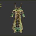 Game Movie Character In Turquoise Robe With Red Insect Wings And Embroidered Sleeves