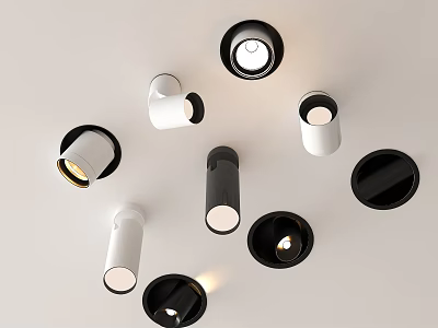 Modern Design Downlights and Spotlights with Black White Finish for Ceiling Warm Illumination 3d model