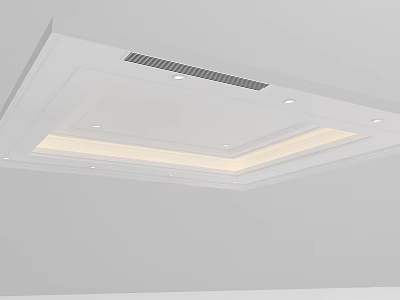 Modern White Ceiling Design with Layered Structure Recessed Lighting and Ventilation Grille 3d model