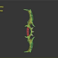 Orange And Blue Spiked Curved Fantasy Bow Weapon 3D Model Design Elements
