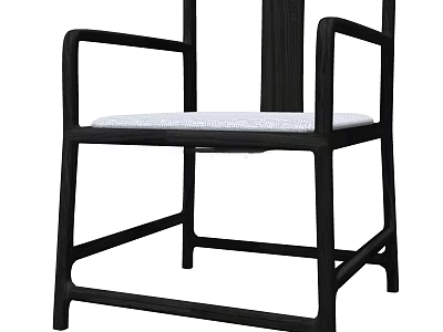 Modern Black Frame Armchair With White Fabric Seat And Minimalist Design 3d model
