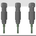 Three Durable Automotive Cylindrical Parts With Green Connectors And Threaded Ends