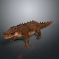 Realistic 3D Crocodile Model With Rough Skin And Spiked Back Open Mouth 3d model