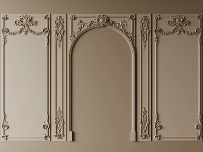Gypsum Molding With Intricate Carvings Decorative Wall Arched Doorway Classical Design Curved Floral Patterns 3d model
