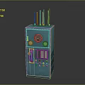 Blue Industrial Electrical Control Panel With Colorful Tubes Meters Buttons And Indicator Lights