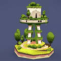 Ivy Covered Multi Story Tower With Windows And Greenery Surrounded by Trees and Grass