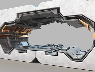 Wall channel sci-fi channel cylinder hard surface machinery high-tech industrial parts 3d model