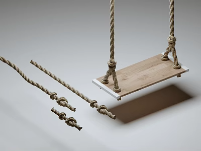 Wooden Rope Swing Play Equipment with Secure Knots and Durable Seat 3d model