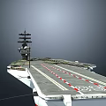 Aircraft Carrier Flight Deck With Runway Striped Markings And Control Tower