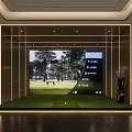 Indoor Golf Fitness Simulator With Virtual Course Screen And Training Gear 3d model