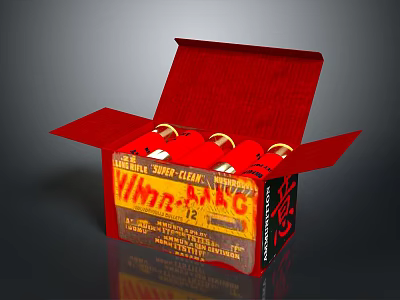 Open Red Explosive Weapon Box Containing VIMR12 SUPERDECK Detonators And Labels 3d model