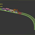 Toy Train With Curved Track And Colorful Carriages On Gray Background