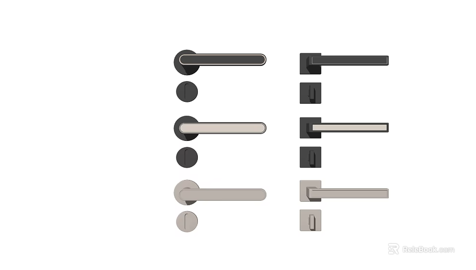 Modern Door Handles In Black And Silver With Sleek Contemporary Styles 3d model 