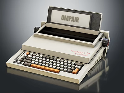 Vintage OMPAIR Electronic Typewriter With Retro Keyboard And Display Window Design 3d model
