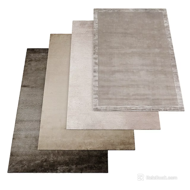 Three Square Rugs In Different Neutral Colors For Modern Home Decor 3d model 