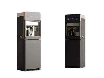 Modern Standing Water Dispensers with Gray and Black Design Digital Display and User Friendly Features 3d model