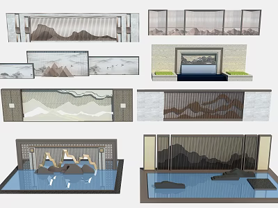 New Chinese style landscape wall 3d model New Chinese style landscape wall 3d model