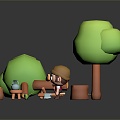 Cartoon Characters Camping Cartoon Forest 3d model