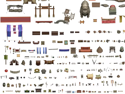 Various Decorative Ornament Set With Diverse Shapes And Styles For Home Decoration 3d model