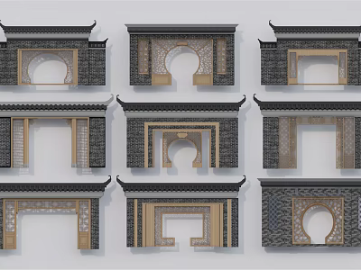 Traditional Door Arches With Various Design Styles And Architectural Elements 3d model