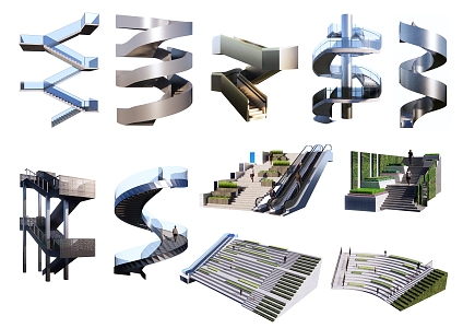 Modern Swivel Stair Landscape Steps 3d model