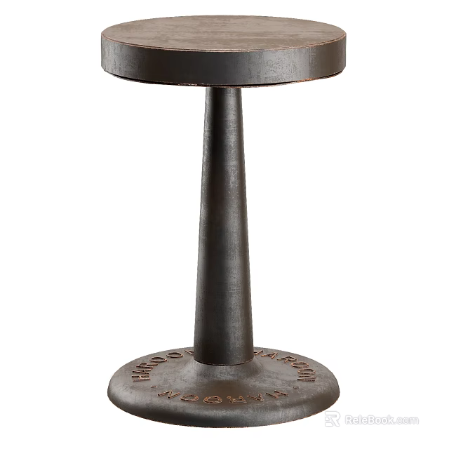 Industrial Style Metal Side Table With Round Top And Sturdy Base Design 3d model