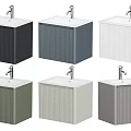 Modern Bathroom Vanity Units in Multiple Colors with Square Shape and Vertical Patterns 3d model