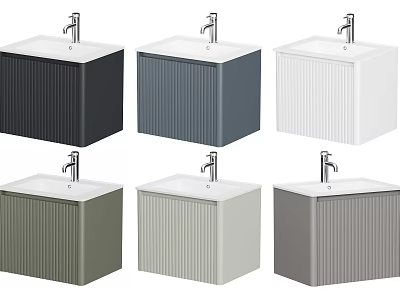 Modern Bathroom Vanity Units in Multiple Colors with Square Shape and Vertical Patterns 3d model