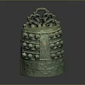 Ancient Bronze Chime Bell Musical Instrument With Dragon Shaped Ornaments And Bulbous Knobs