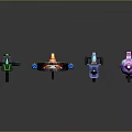 Colorful Futuristic Weapons Collection With Neon Glowing Effects And Modern Sci Fi Design