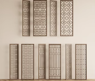 New Chinese Screen Wooden Screen Zen Screen 3d model