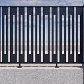 Modern Dark Blue Main Gate With Vertical Slats And Decorative Lattice Panels
