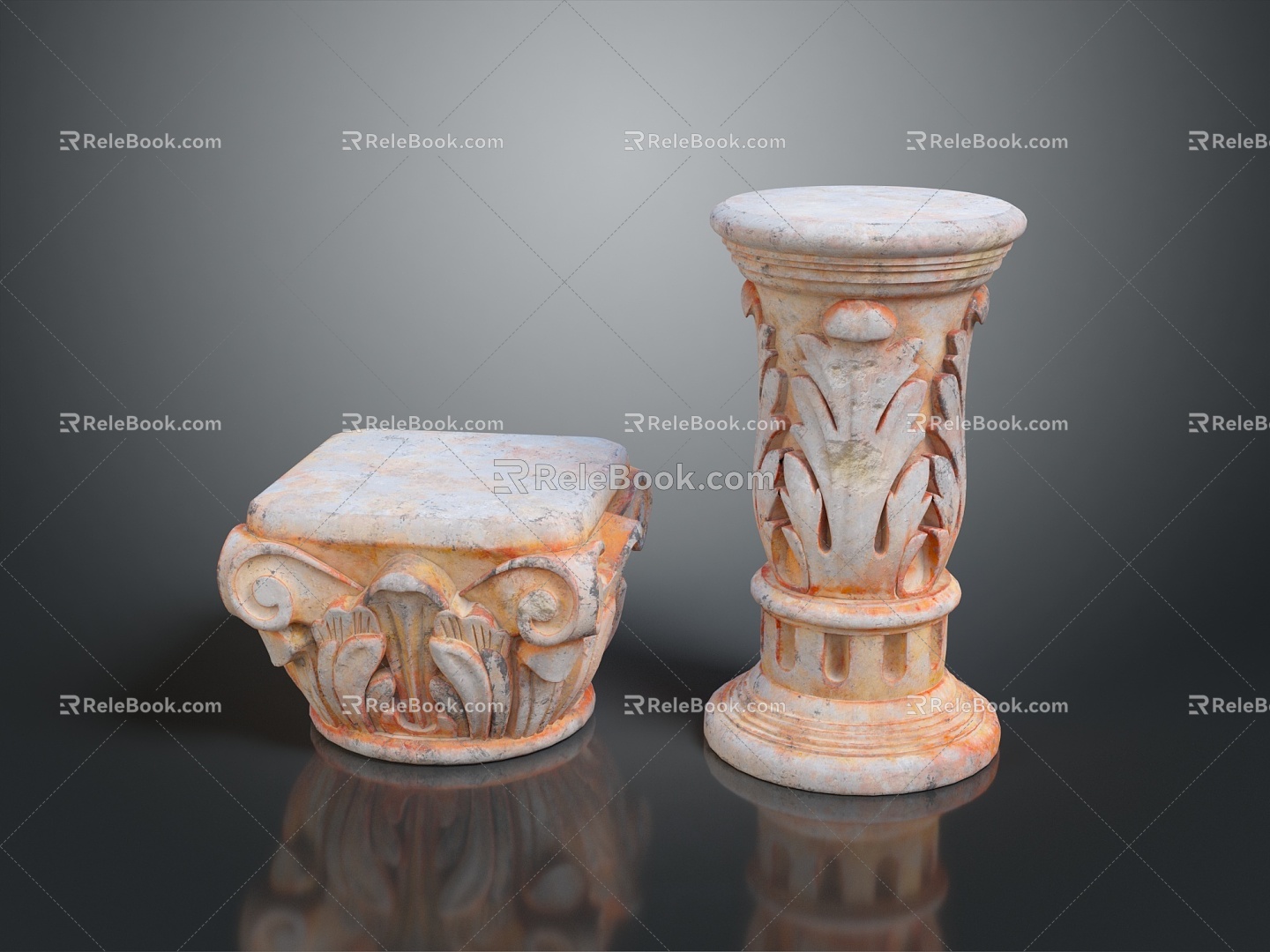 Jane European Pillar Stone Carving Marble Carving Park Stone Pillar 3d model