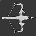 Medieval Crossbow With Blue Metal Components And Wooden Curved Bow Arms