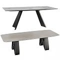 Dining Table And Bench Set With Modern Design And Metal Legs 3d model