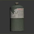 Vintage Green Gas Cylinder With Worn Surface Rusty Bottom And Label