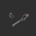 Detailed 3D Model Mechanical Weapons With Small Component And Long Serrated Blade Design