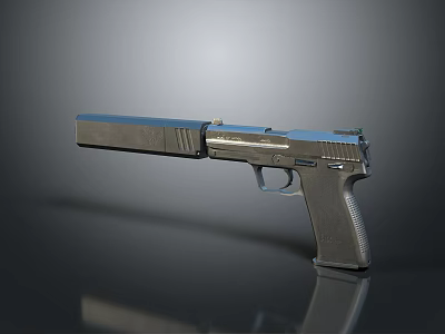 Modern Metallic Pistol With Sleek Design And Reflective Surface 3d model