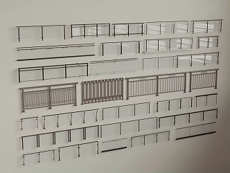 Modern Glass Railing Stair Railing Iron Railing 3d model